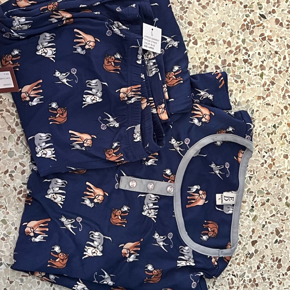 Navy Blue Pajamas with Animal Print